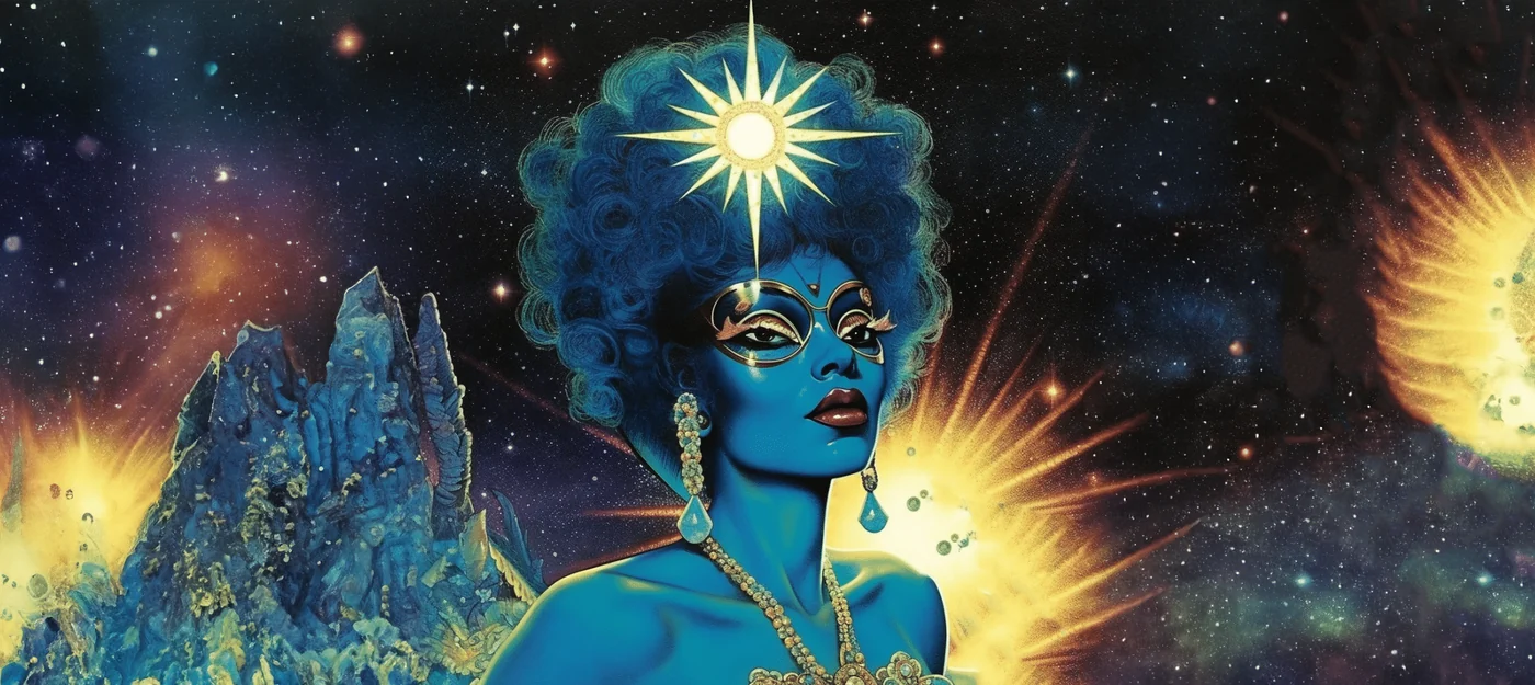 The Blue Comet Space Diva singing among the stars